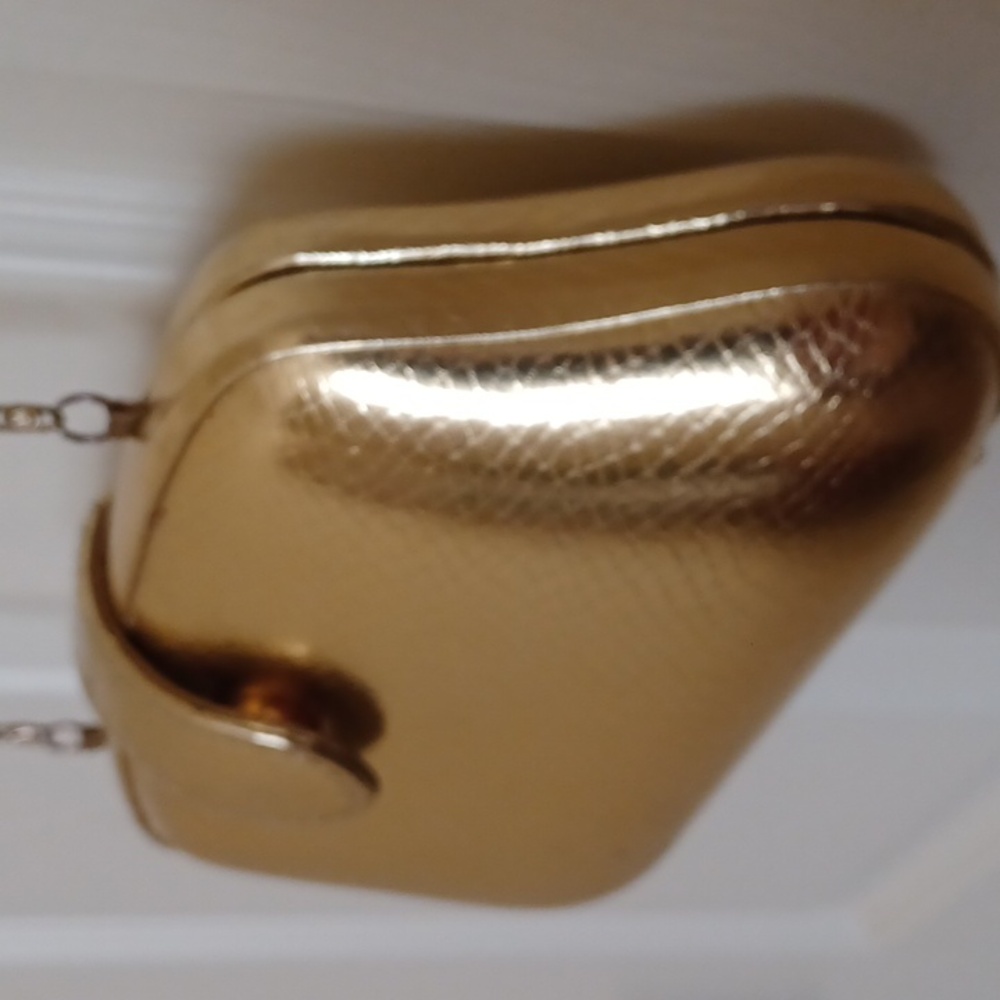 RARE Vintage Morgan Taylor Gold Snakeskin Hard Case Evening Crossbody Bag - Picture 7 of 7